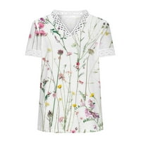Ženski vrhovi i bluze Ljetna moda Žene Ljeto V-izrez čipkasti patchwork kratki rukav casual top bluza