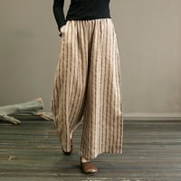 Široke pantalone za žene za žene Ljetne elastične visokog struka pamučne pantalone za pamučne pantalone