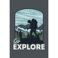 Dekorativni ručnik za čaj, planine pregače, Idaho, Idi Explore, planinar, kontura, uniseks, podesiv,