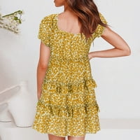 Ženske haljine haljine Dressline rukava Ženska print za ispis Pleated haljina Mini Ljetne ženske haljine