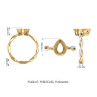 Prstena prstena od moissanita zlata, 2. CT Moissite Solitaire Angažman prsten, moissan zaručni prsten