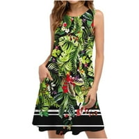 Lastsoso ženski šareni grafički print Boho mini haljine Ljetna casual kratka turistička haljina Crewneck