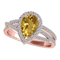 Aonejewelry 2. ct. TTW dijamantski i kruški citrinski prsten u 10k ružičastog zlata