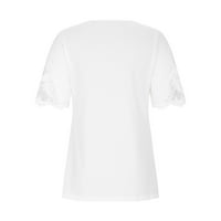 TKLPEHG Ljetna košulja za žensku čišćenje ugodno dugme V-izrez ruched tucinske košulje casual opušteni