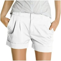 Yubnlvae plus veličine Hlače žene modne kratke hlače kratke chino pantalone Pleted džepne hlače - bijele