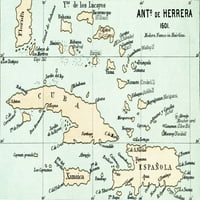 Antonio de Herrera Y Tordesillas Mapa Bahama, 1601. Iz knjige Život Christopher Columbus od strane Clements