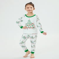 Eyicmarn božićne pidžame za obiteljske vrhove dugih rukava + gudački svjetla za ispis hlače postavljenu