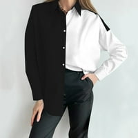 Adviicd bluze za ženske ležerne majice s dugim rukavima, majice dolje majice labavi boja blok vrhovi