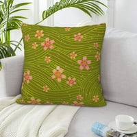 Posteljina jastuci, zeleni linijski cvjetni ukrasni bacanje kvadratnih jastuka sa džepovima za sofona