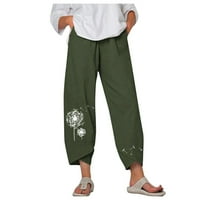 Farstey široke pantalone za noge za žene pamučne posteljine džepovi elastične struine pantalone labave