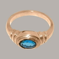 Britanci napravio je 10k Rose Gold Real Prirodni London Blue Topaz Unise zaručnički prsten - Opcije