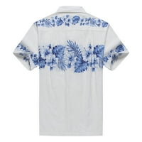 Napravljeno na Havajima Muška majica Aloha sa križnim hibiskusom u bijeloj i plavoj boji