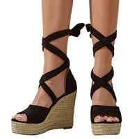 Ženske cipele sandale za dame modne čvrste klinove casual rimske cipele sandale crne 8