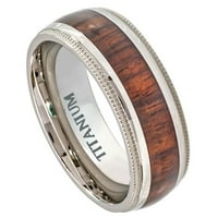 Titanium prsten milgrain ivica Havajska koa ružičana ulaz za vjenčani prsten za vjenčanje za muškarce