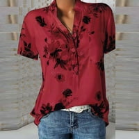 Ženske vrhove klirence ispod $ velike veličine Henley bluza Cvjetni casual majica kratkih rukava Labavi