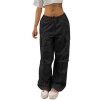 CARGO High Squist Solid Color Plus Veličina privezane ravne teretne hlače Ravne široke pantalone za