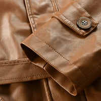FESFESFES kožna jakna za muškarce Srednja dužina Čvrsta umjetna kožna kožnica s kapuljačom s kapuljačom