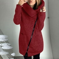 Ketyyh-Chn Ženske zimske hladne kapute modne žene casual patipper kardigan vrhovi kaput crveni, s