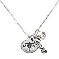 Delight nakit Silvertone Crna RMA - Ogrlica za ljubav i zaključavanje šarm, 18 + 1