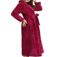 GLONME WOMENS MENS Solid Color Sherpa Bathrobe Casual Lounge Sleep Bare haljina haljina haljina ruža