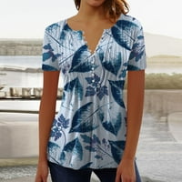 Plus veličine vrhova za žene ženske V-izrez kratkih rukava grafički otisci dame bluze labave košulje