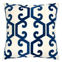 Carly Applique Embroidery 20 Kvadratni ukrasni bacanje jastuka Indigo