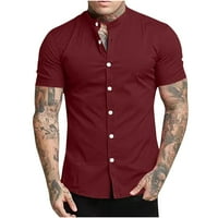Muški mišićni fit s kratkim rukavima košulje s tankim casual opsegnim ovratnikom prema dolje niz majice