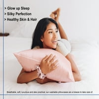 Casa Platino Satin jastučnice Standardni set od - ružičasti svileni jastučni koferi za kosu i kožu,