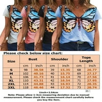 Prednjeg swalk-a Ljetne vrhove modna leptir print majica casual s kratkim rukavima V izrez bluza vrhovi