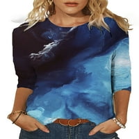 Sanviglor Dame Tee Sažetak Print THit majica Crew Neck Majica Casual Tunic Bluza Dailywer Tops Style-n