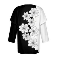 Feternal ženska modna ležerna print v izrez Petal rukava Tri četvrtina majica za rukavu TOP ženske majice