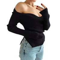 Ediodpoh Ženska zimska košulja dugih rukava elegantni džemper od pulovernog ležernog pletena pulover kornjače za žene crne l