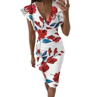 Žene Print Maxi Multicolor Print V-izrez Nasledredne haljine