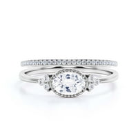 Prekrasna umjetnost NOUVEA 1. Karat ovalni rez Diamond Moissite pristupačni zaručni prsten, Dainty Moissinitni
