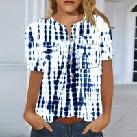 Košulje za žene Trendy kratki rukav V-izrez Dugme izrez Kapi Ležerne prilike Comfy bluze Dressy T majice,