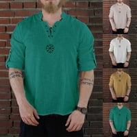 Srednjovjekovna gusarska posteljina Top majica Muškarci Nordic Majica Cosplay čipke Tee Khaki M