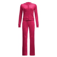 Žene Velur Sweatsuits Sets Trackiots Puni zip kapuljač jakne i znojne set baršun jogging odijelo Sportska