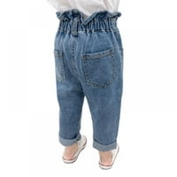 Toddler Baby Girl Traperice Casual visoke struk široke noge za noge ravne traper jean pantalone vreća