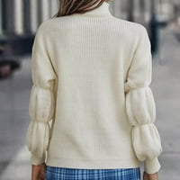Duks pulover za žene turtleneck džemper sa rukavima u obliku lampa od punog boja džemper u obliku pletena