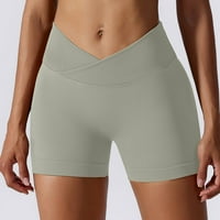 Žene osnovne kratke hlače Elastični struk obrezane joge Sportske hlače u boji za žene sive l