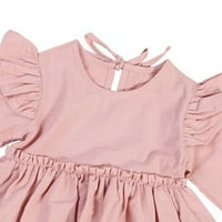 Toddler Baby Girl Pamuk posteljina dugih rukava ruffle haljina djeca padaju odjeća 2- godine