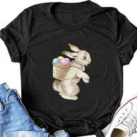 Uskršnje košulje za žene zec Uskršnja jaja Grafički kratki rukav smiješni majica Crew izrez meka bluza