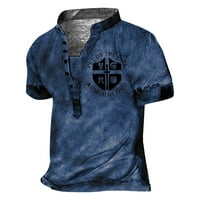 Muška majica Europska i američka muški vintage top digitalni tisak kratkih rukava plavi xl