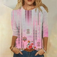 APEPAL ženska ležerna rukava sa slobodnim tunikom, majica scoop vrat majica ružičasta m
