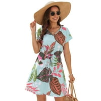 Ženska cvjetna košulja V V vrat Poklopac za plažu Haljina Kratki rukav Povucite iznad gornje haljine