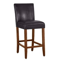 Kožna tapecirana drvena stolica sa konusnim nogama i nogama, smeđim i crnim
