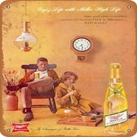 Metalni znak - Miller Visoko životno pivo kod kuće - Vintage Rusty Look