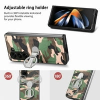 Slučaj za Samsung Galaxy Z Fold, maskirni uzorak s rotirajućom držačem za držač prstena Tanak udarca