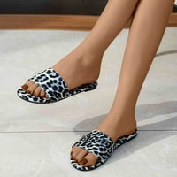 Sawvnm Ženski Leopard Print Casual Wedges Ravne donje sandale i papuče na plaži Hot Prodaja Bijela SAD: