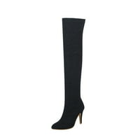 Ženske koljena High Boots - Cipele seksi jesenska zima istaknuta čizme visoke pete crna 38